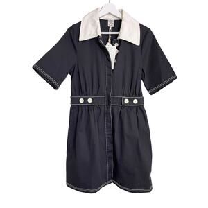 Baum und Pferdgarten Contrast Collar Mini Dress Black Organic Cotton Sz 38 NWT